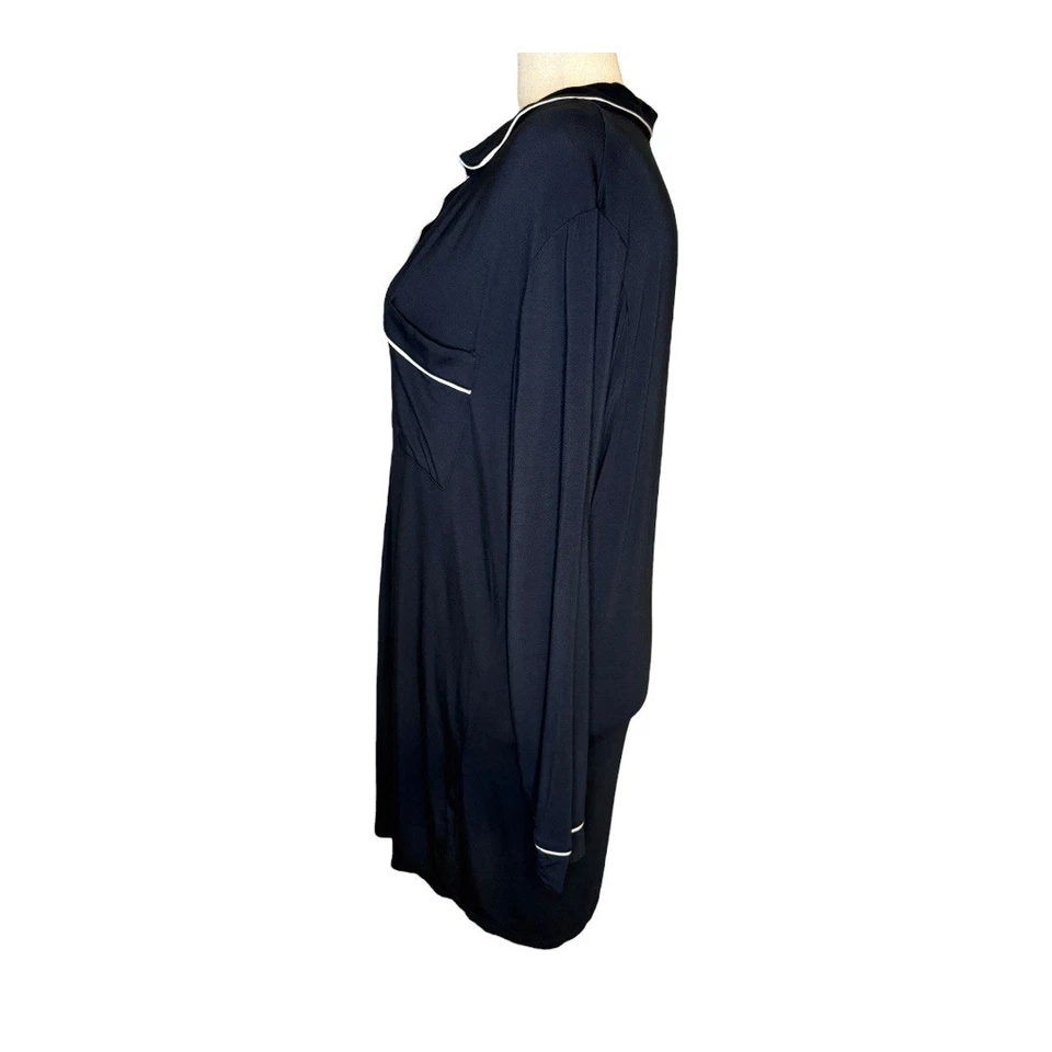 Eberjey Mujer XL Negro Manga Larga Botón Delantero Pijama Camisón Vestido Foto 2 de 4