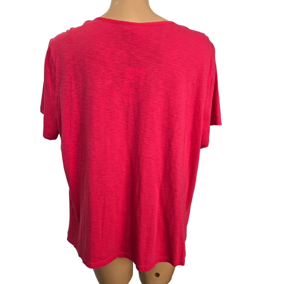 Top Breckenridge Mujer XL Rosa Encaje Floral Dividido Cuello Redondo Manga Corta Algodón Foto 3 de 4