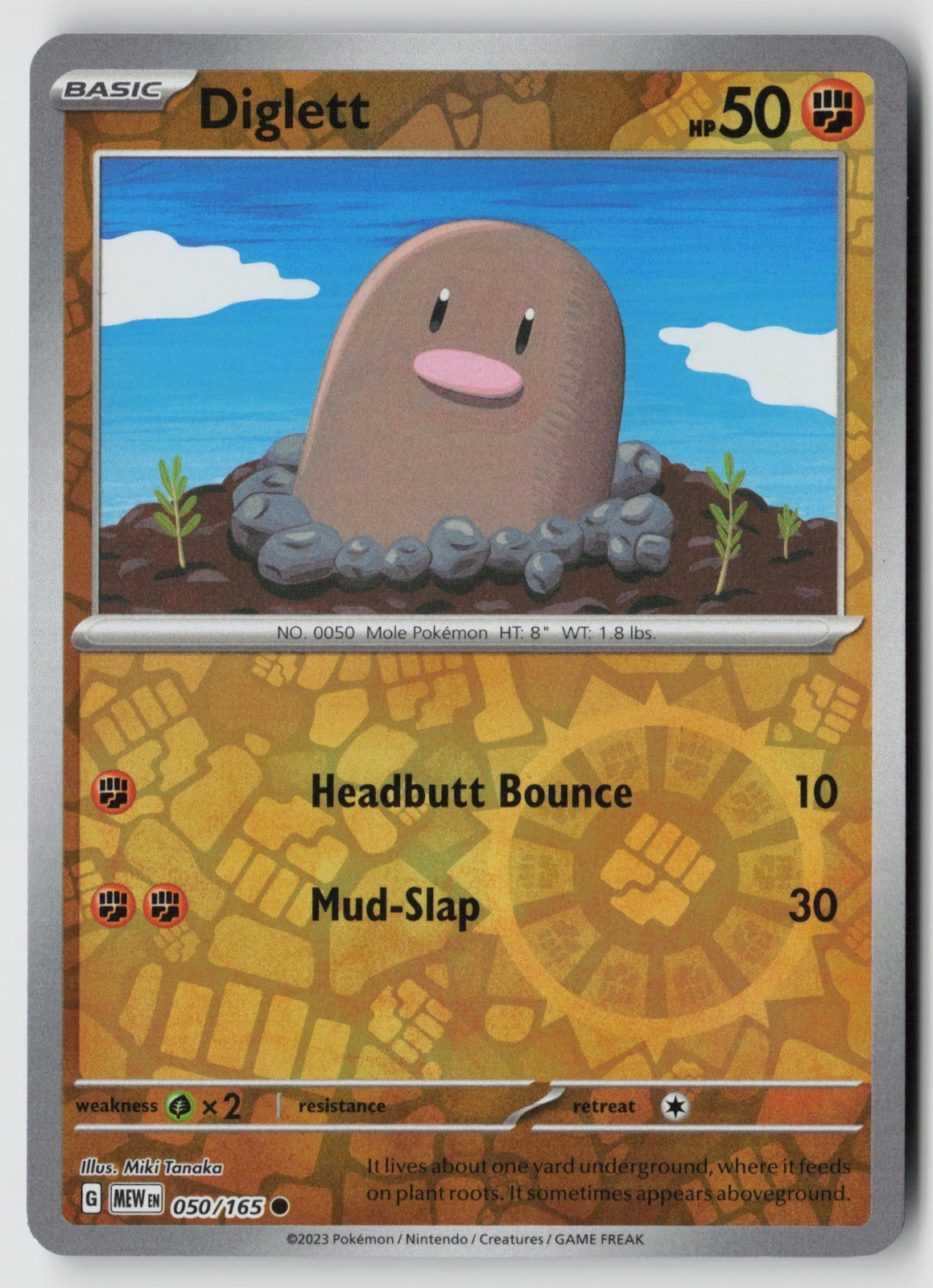 Diglett Reverse Holo MEW 050/165 NM Miki Tanaka