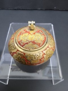 Antique Brass Round Ash Tray Red&Gold