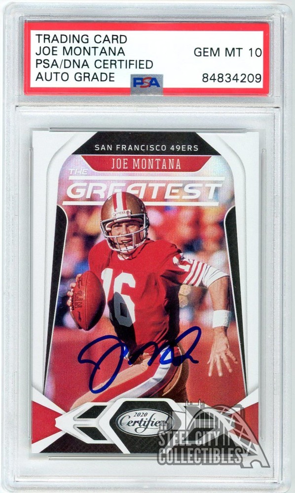 Joe Montana 2020 Panini Certified The Greatest Autograph Card #G-JM PSA/DNA 10