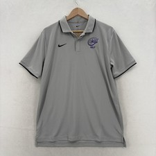 Nike Dri-FIT Polo Shirt Mens Medium Gray Golf UPF 40 Team Logo Performance