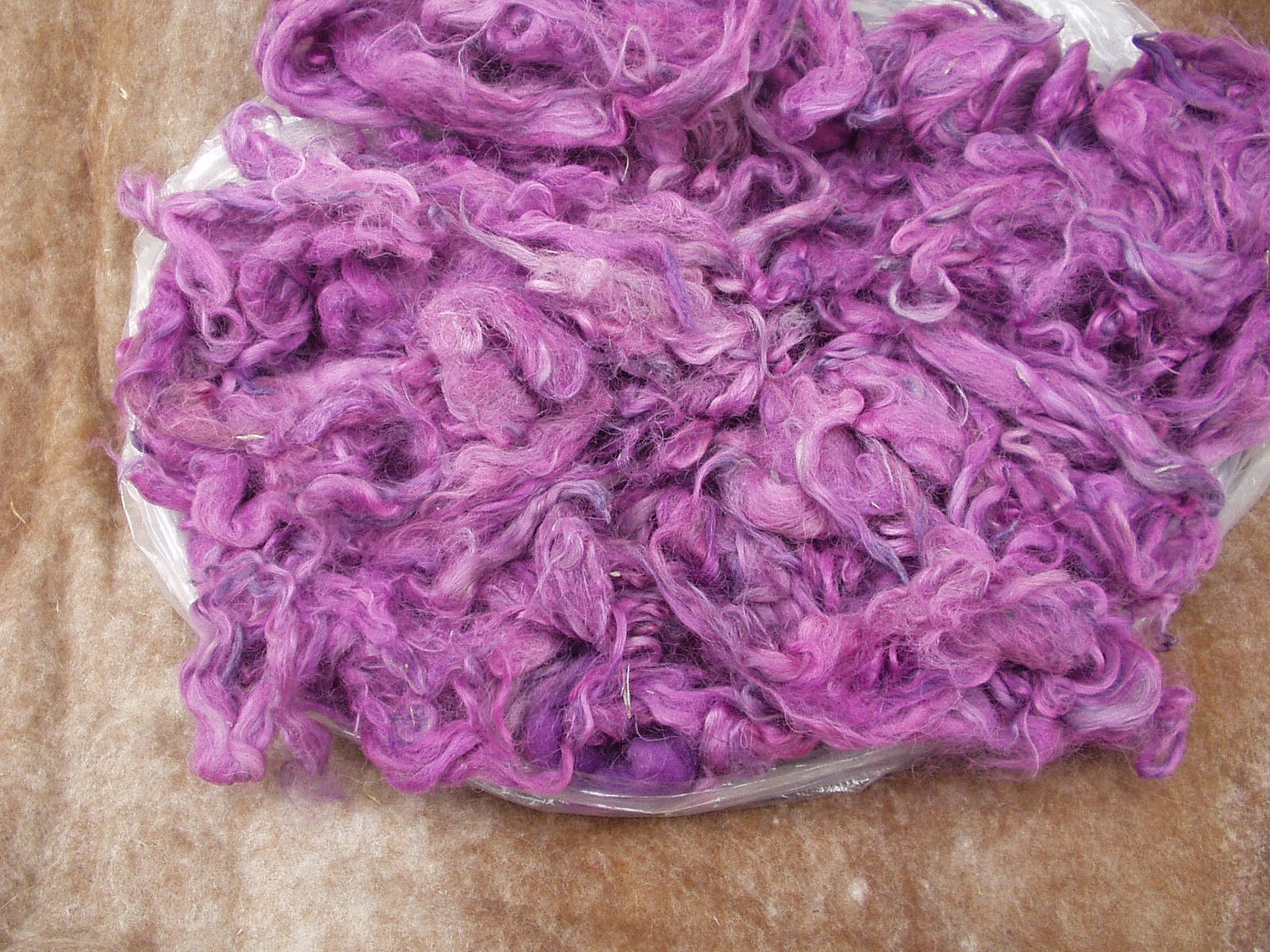 Washed and Dyed Fuchsia Suri Alpaca Fleece Spinning Wool Roving Farrah 9 oz.