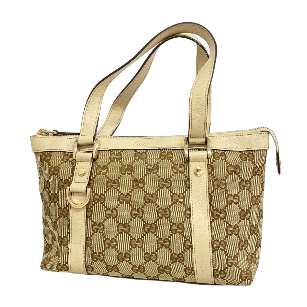 GUCCI GG Canvas Tote Bag in Light Champagne with Gold Hardware 754845