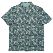 IZOD Golf Mens Pastel Turq Blue Hawaiian Printed Polo Shirt