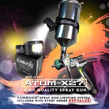Hvlp Spray Gun Kit Atom X27 Gravity Feed With Free Gunbudd Light System