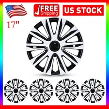 (4 Pack)17 Inch Wheel Rim Cover Hubcaps Fit R17 Tire Snap On Installation BLACK