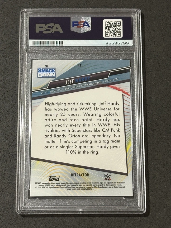 JEFF HARDY 2020 TOPPS FINEST REFRACTOR SIGNED AUTOGRAPHED CARD PSA/DNA CERTIFIED - Image 2 of 2