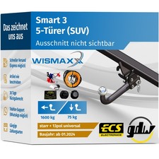 ANHÄNGERKUPPLUNG für Smart 3 ab 24 starr GDW +13pol E-Satz ABE