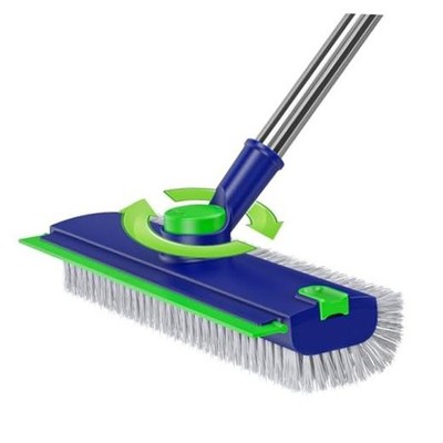 Floor Scrub Brush with Long Handle: 3 in 1 Heavy-Duty Floor Scrubber Brush Blue