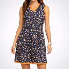 Callaway Floral Opti-Dri Sleeveless Navy Athletic Sporty Fun Golf Dress [size L]