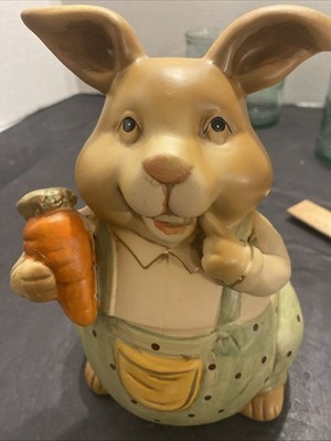 Vintage Easter Bunny Rabbit With Carrot Canister Nostalgic  Nv