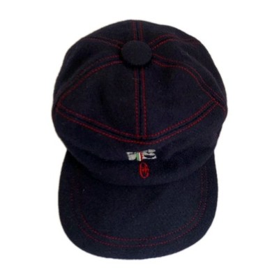 Conte Of Florence Wool Newsboy Cap Hat Navy Blue Red Stitching Made in Italy #K1