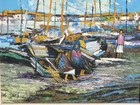 Listed Pat Davis "Harbour Scene" IRISH DUBLIN Oil Painting - Signed And Framed — photo 6