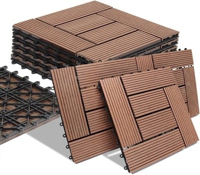 Bakaji 30x30 11pcs Outdoor Garden Floor Recessed WPC Tiles