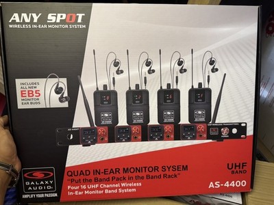 Galaxy Audio AS-4400 Quad UHF Wireless In-Ear Monitor System with 4 Bodypacks