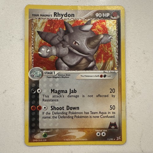 Pokemon Team Magma's Rhydon 11/95 EX Team Magma vs Team Aqua 2004 Holo Rare - MP