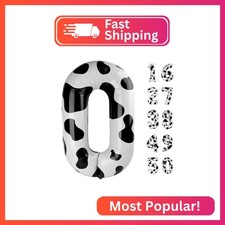 40 Inch Cow Print Number 0 Balloons Foil Digital Helium Number Balloons