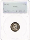 1882 10C PCGS PR63 Rattler OGH Proof Seated Liberty Silver Dime Toned