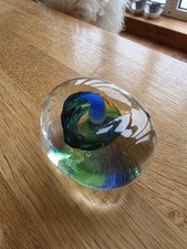 DAN ASTON - FIREFLY STUDIO-  ART GLASS  PEBBLE PAPERWEIGHT. SIGNED. 2004.