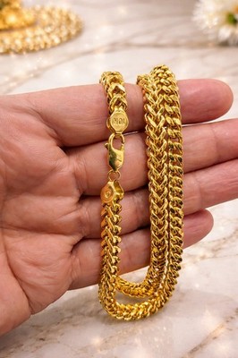 Men s 10K Yellow Gold Franco /  Necklace 5mm Wide 24 Inch Real