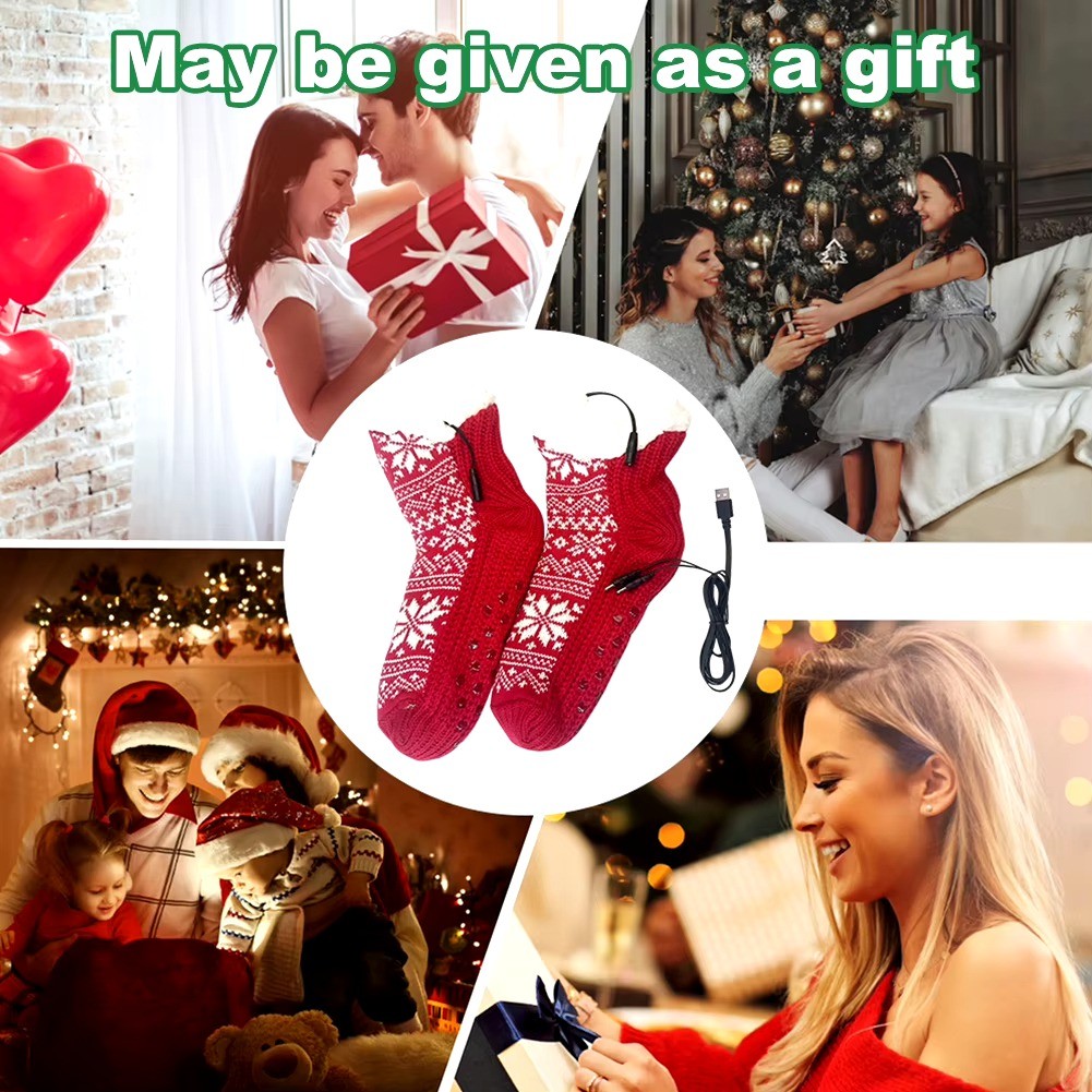 APL Calze a Maglia Morbide Riscaldate USB Antiscivolo Soffici Calzini per Pantofole 5702