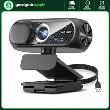 Webcam 1080P HD with Microphone Privacy Cover Wide-Angle Lens