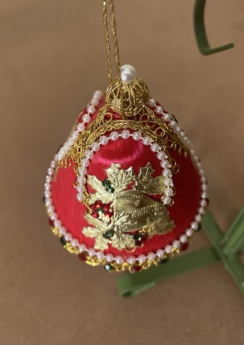 June Zimonick Christmas Bell Ornament Red Gold Crystals Vintage - Picture 5 of 7