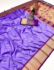 Designer Braut Paithani Seide Saree Mit Handgewebt Golden Motive Hochzeit Party