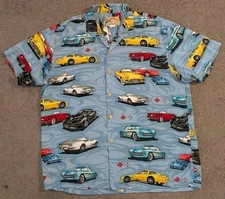 Vintage Paradise Found Corvette Hawaiian Rayon Shirt Made in Hawaii USA Men's L