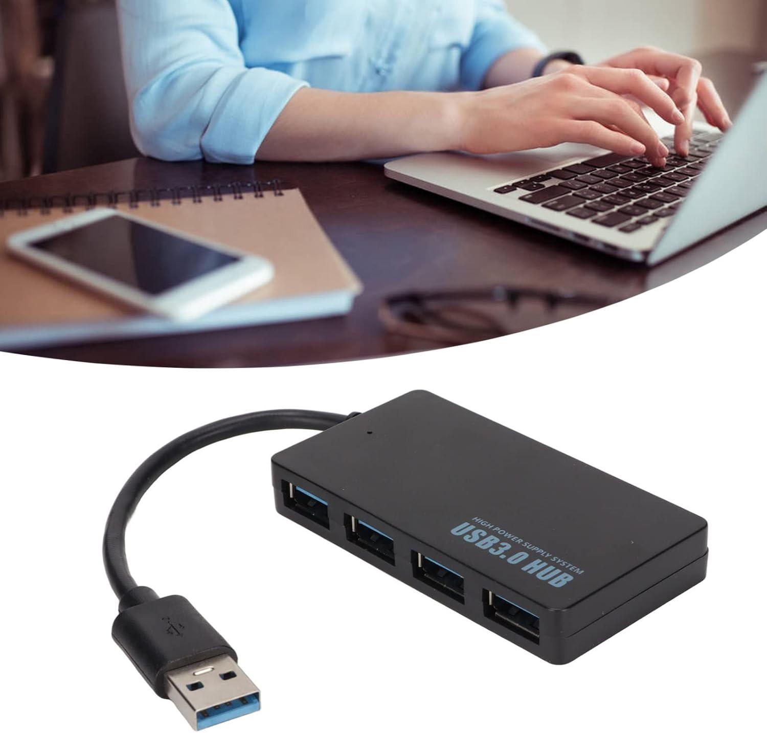 Hub USB 3.0 de 4 puertos 5Gbps portátil compacto para PC Mac laptop notebook lot escritorio, imagen 9