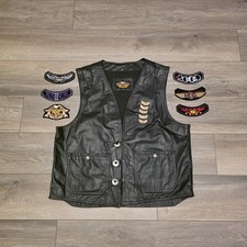 Vtg Harley-Davidson Leather Vest An American Legend HOG Patches/Pin Set Mens XL