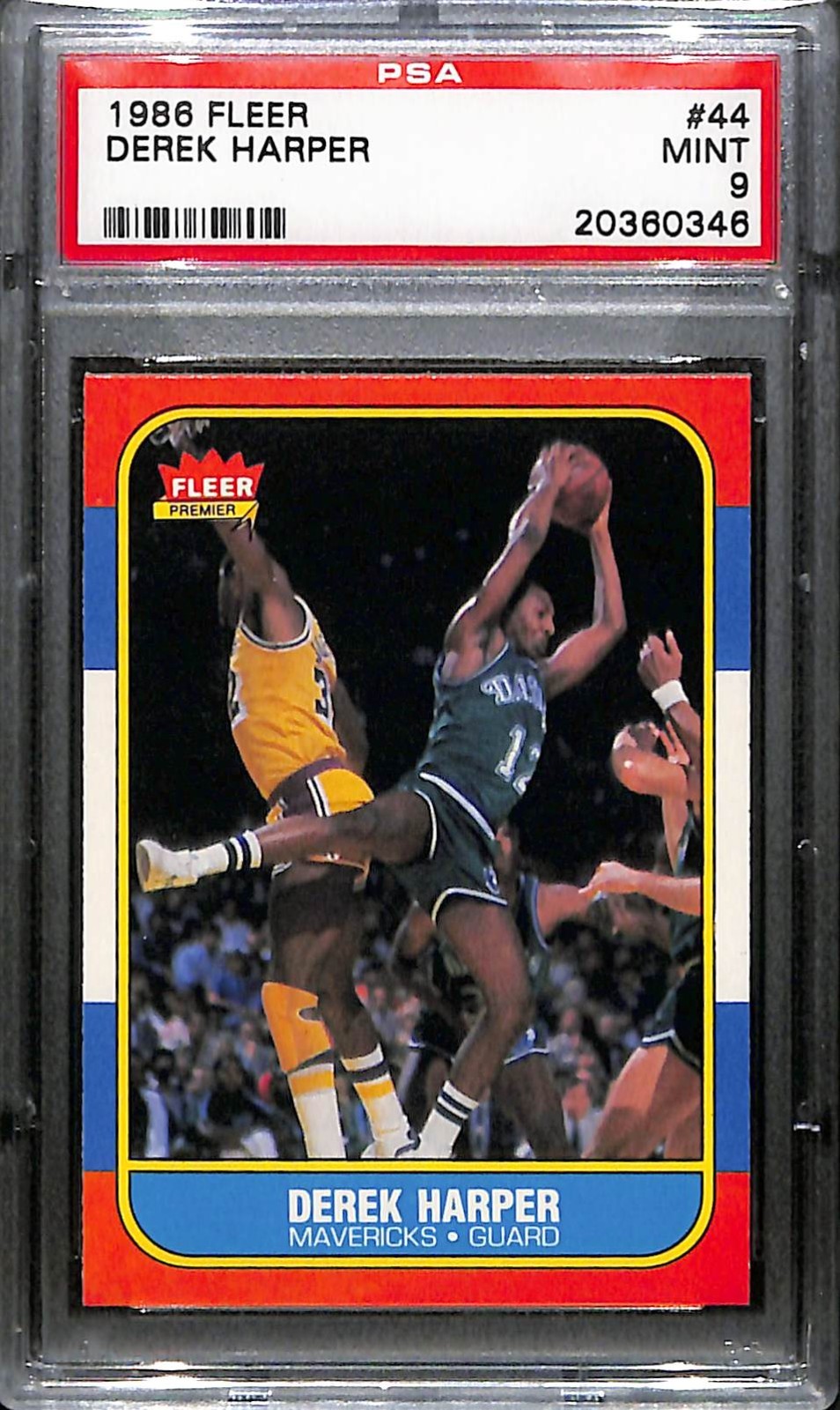 1986 Fleer Derek Harper Basketball Card #44 PSA Mint 9
