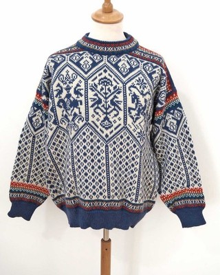 Dale of Norway Lillehammer Herren Pullover Gr. L Wollweiß Bunt Norweger Wolle