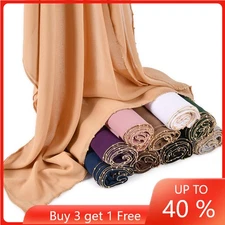 Muslim Women Long Scarf Wrap Head Cover Wrap Islamic Bonnet Headscarf Plain Arab