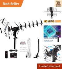 High Gain 200 Mile Range Outdoor Antenna - 360  Rotation  Easy Installation Kit