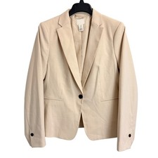 HM Beige Single Button Blazer Womens Size Medium Notched Lapel Professional Coat