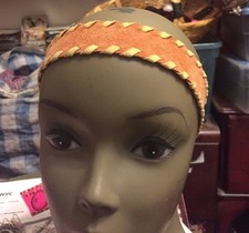 Anthropologie Mustard SUEDE w/ Yellow Suede Whip stitch Headband- elasticized