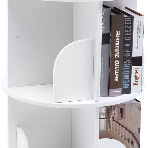 Modern 3 Tiers 360?? Rotating Stackable Shelves Bookshelf Organizer White NEW - Picture 6 of 23