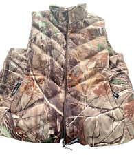 Realtree Camo Puffer Vest Womens Brown Full Zip Flannel Reversible New Xl