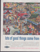 1960 PRINT AD GoodYear Parade On Main Street Illustration Lots of Good Things