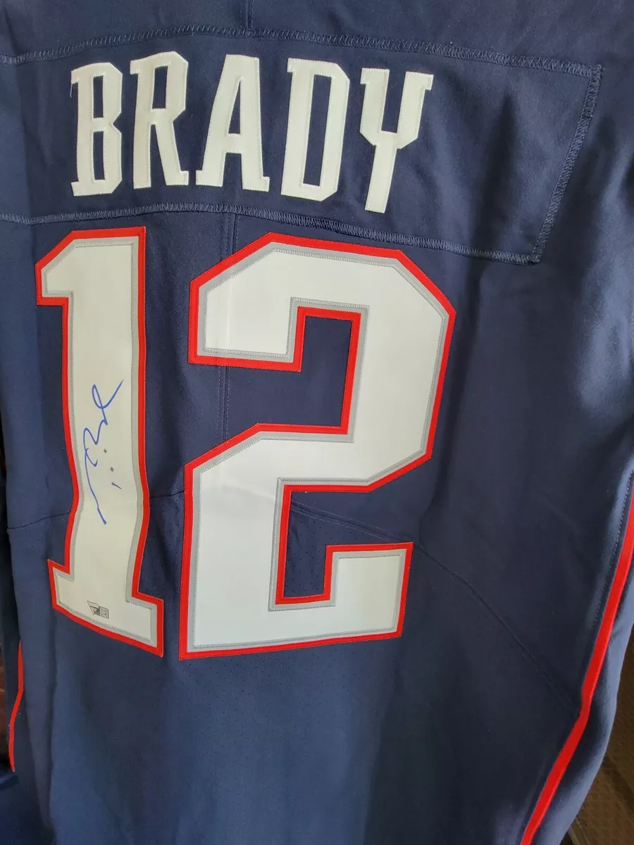 Tom Brady Autographed Patriots Blue Nike Elite Jersey Fanatics