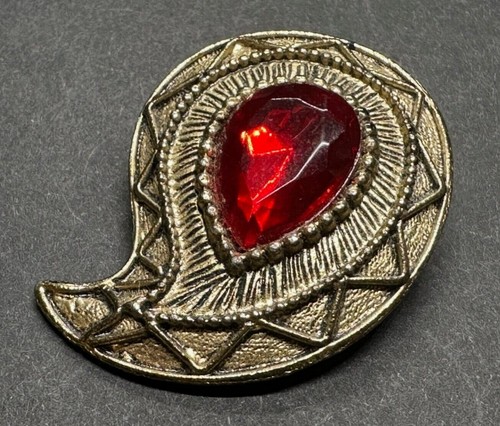 Lotto 3 spille Jeweltone Lucite strass filigrana paisley pendenti anni 80 belle - Foto 9 di 12
