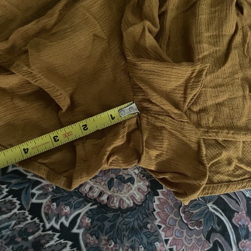 S Forever 21 Mustard Yellow Culotte Stretch High Waist Dress Shorts Flowy Flare - Picture 9 of 12