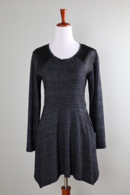 NICHE Nilgun Derman $114 Mixed Materials Draped Pocket Tunic Top Size Medium