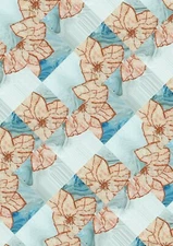 Blue floral 3D 8 x 8" (20 x 20 cm) print - Matte finish. Wall art/ Line art