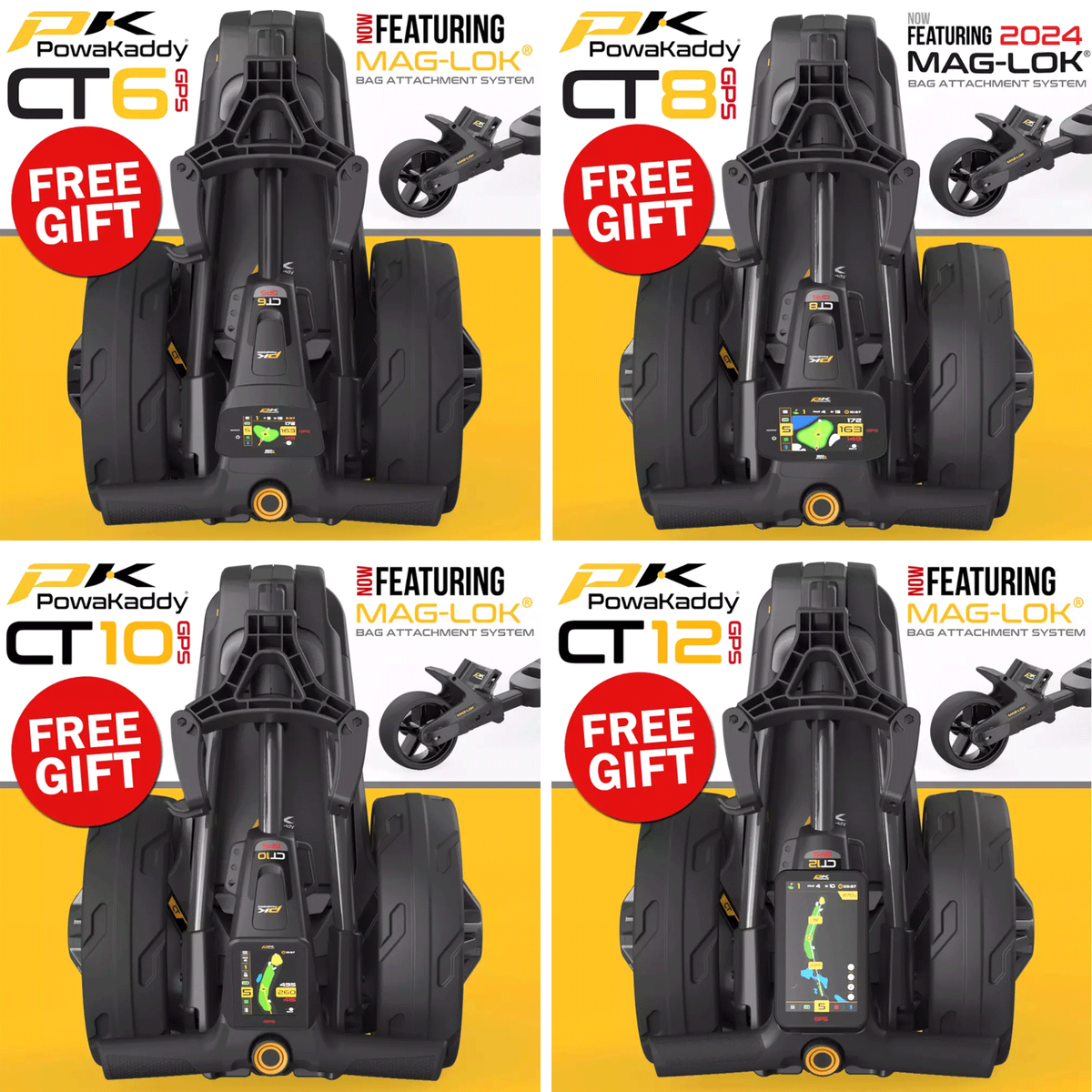 POWAKADDY 2025 CT ELECTRIC GOLF TROLLEYS CT6, CT6 GPS, CT8 GPS