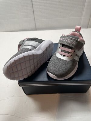 Nautica Kids Girls' Fashion Sneakers - Grey Heather Running Shoes With Strap, For Toddler & Little Kids, Size 6