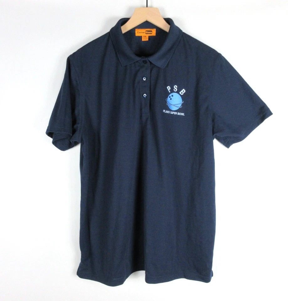 Plano Super Bowl Shirt Adult 2XL Blue Employee Work Uniform Short Sleeve Men - Image 2 of 4