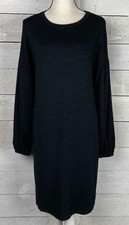 Gap Dress Womens Medium Tall Knit Stretch Knee Length Black Minimalist Work